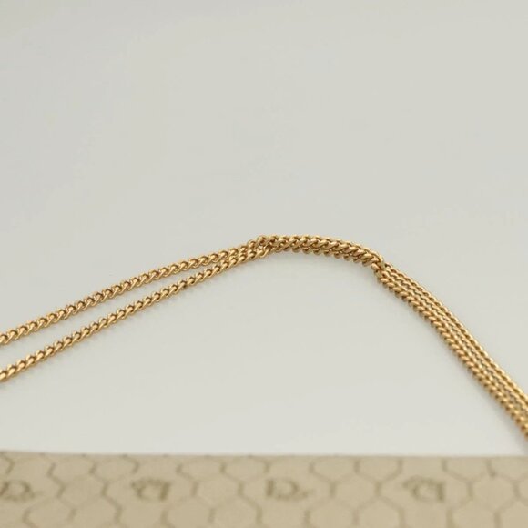 Christian Dior Honeycomb Canvas Chain Shoulder Bag PVC Beige Gold Auth ti3242 - Picture 10 of 16